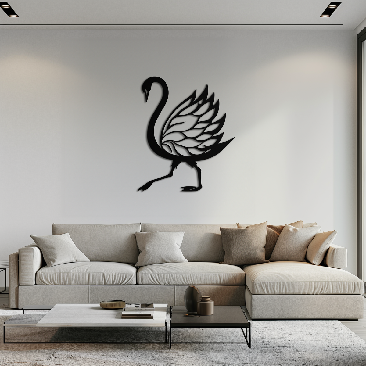 Steel Swan Silhouette Wall Art - Premium Graceful Elegant Nature Inspired Home Decor