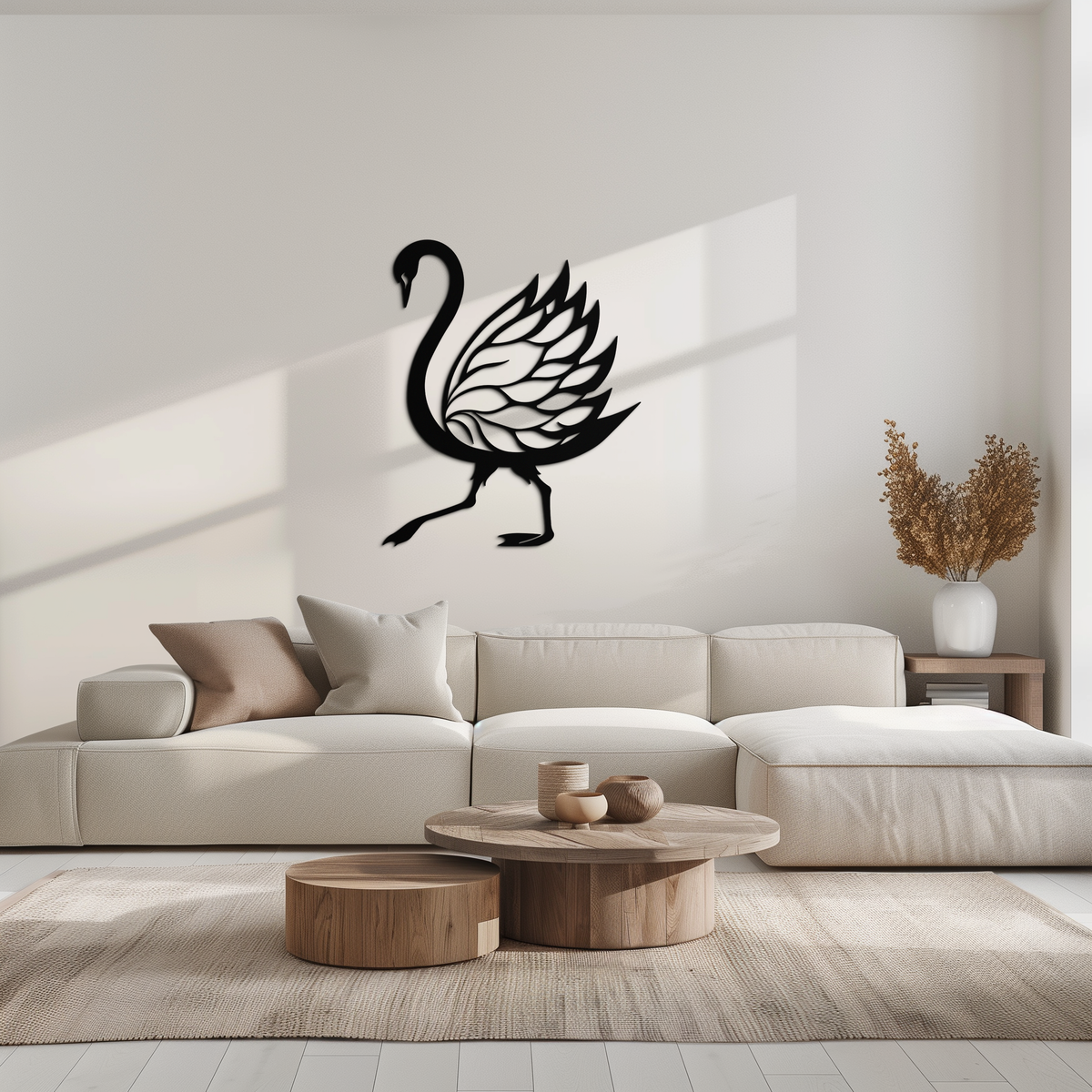 Steel Swan Silhouette Wall Art - Premium Graceful Elegant Nature Inspired Home Decor