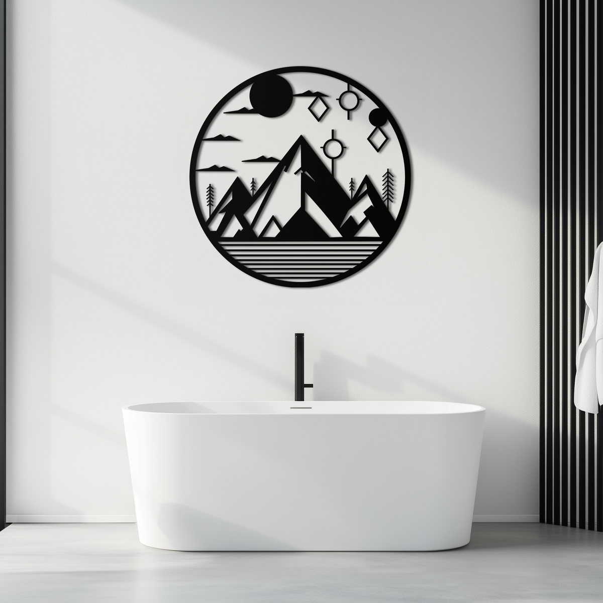 Abstract Geometric Mountain Metal Wall Art - Contemporary Steel Silhouette Decor