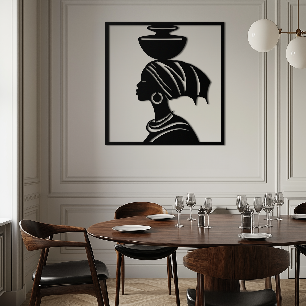 Metal Wall Art - African Woman Tribal Silhouette Elegant Decor