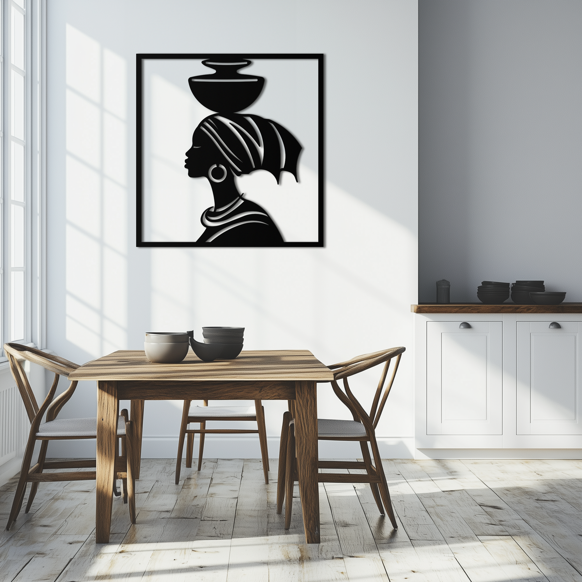 Metal Wall Art - African Woman Tribal Silhouette Elegant Decor