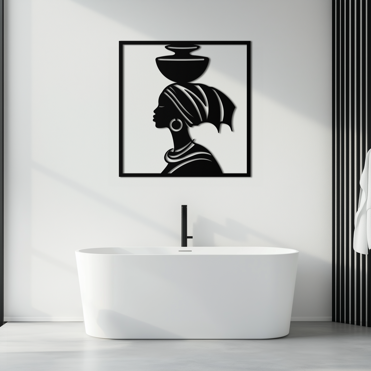 Metal Wall Art - African Woman Tribal Silhouette Elegant Decor