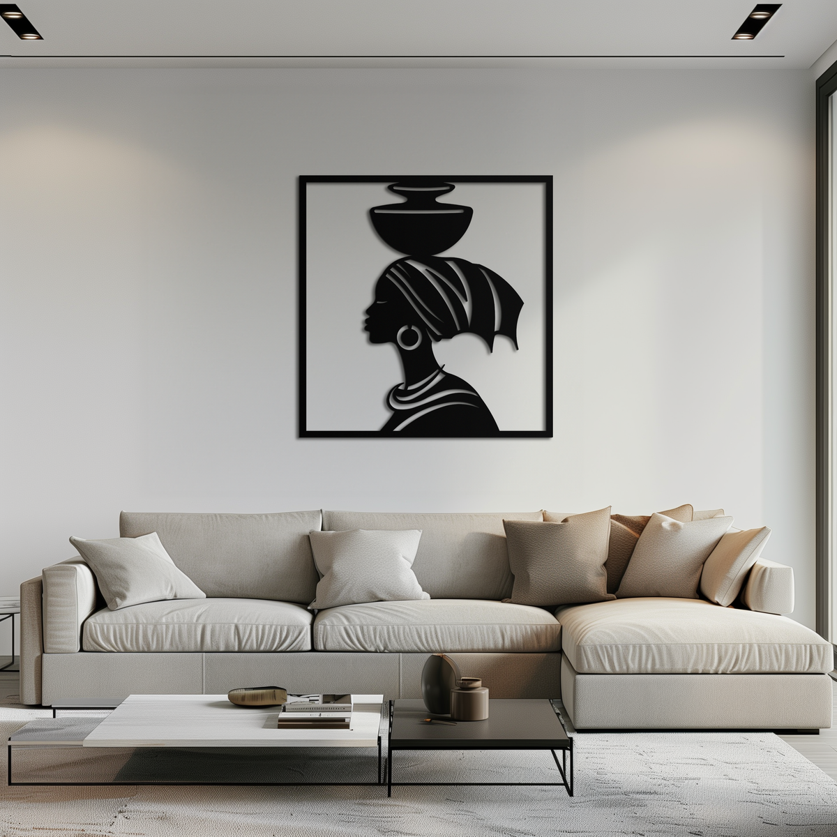 Metal Wall Art - African Woman Tribal Silhouette Elegant Decor