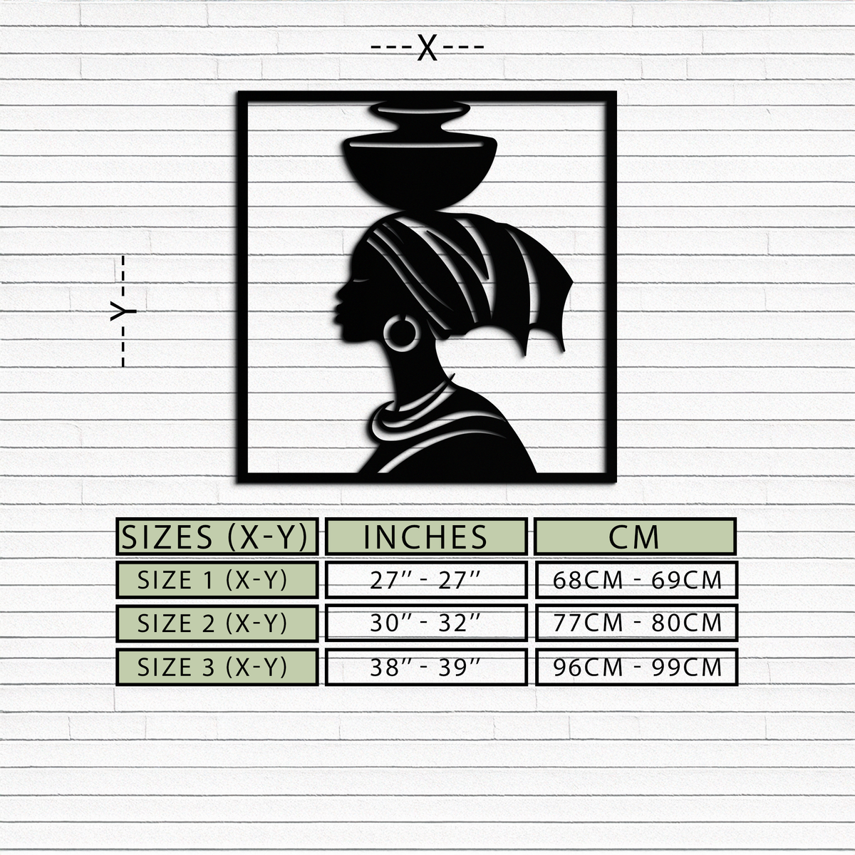 Metal Wall Art - African Woman Tribal Silhouette Elegant Decor