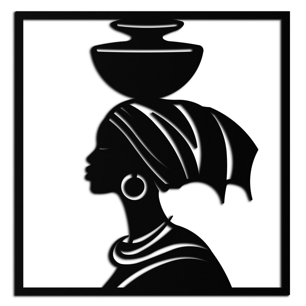 Metal Wall Art - African Woman Tribal Silhouette Elegant Decor