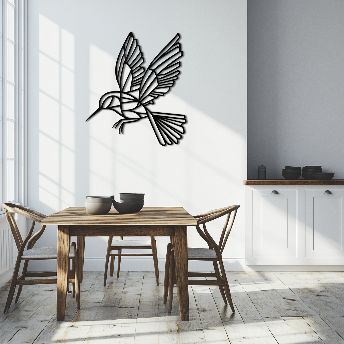 Hummingbird Metal Wall Art - Delicate Dynamic Bird Silhouette Steel Sculpture Decor