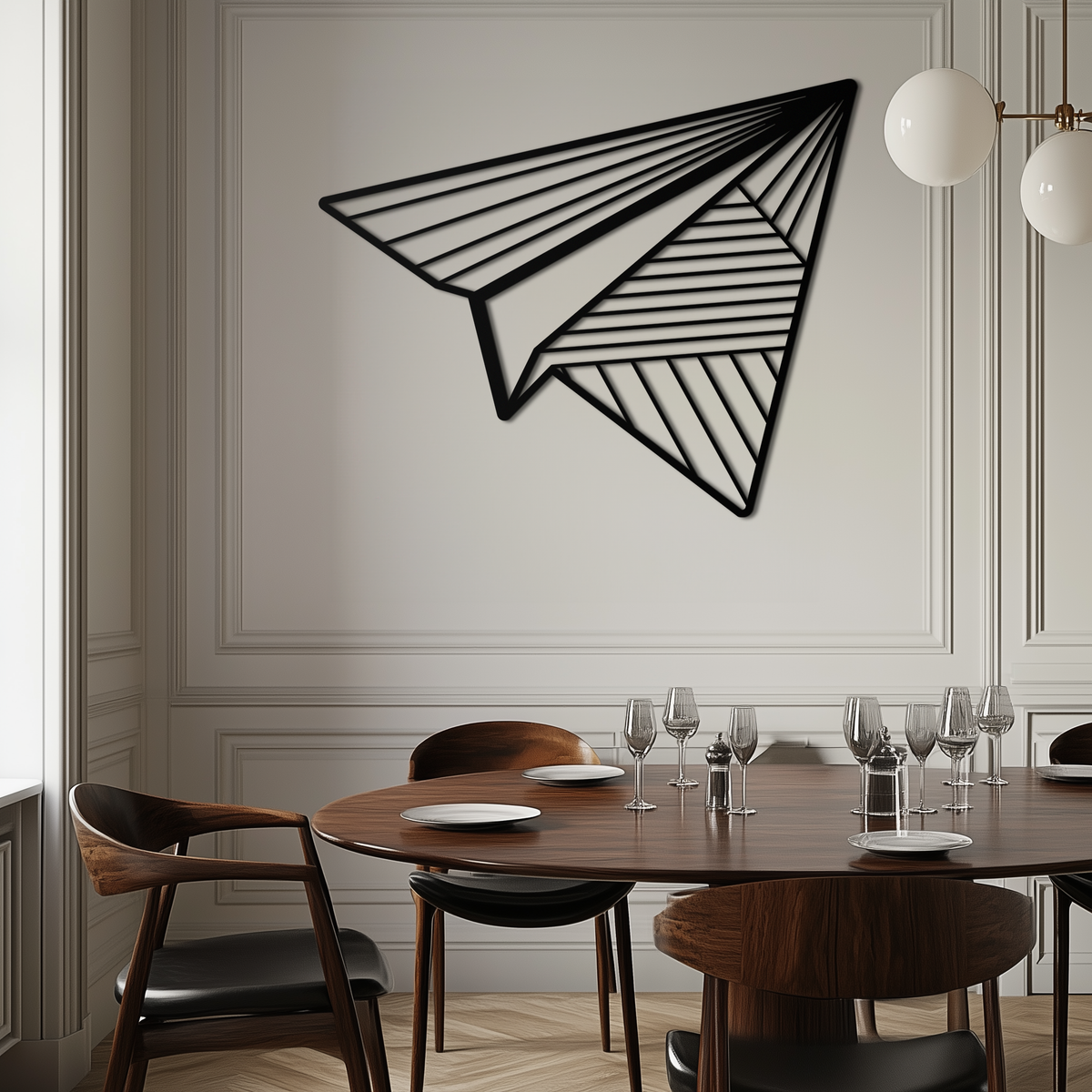 Steel Paper Airplane Wall Art - Minimalist Modern Silhouette