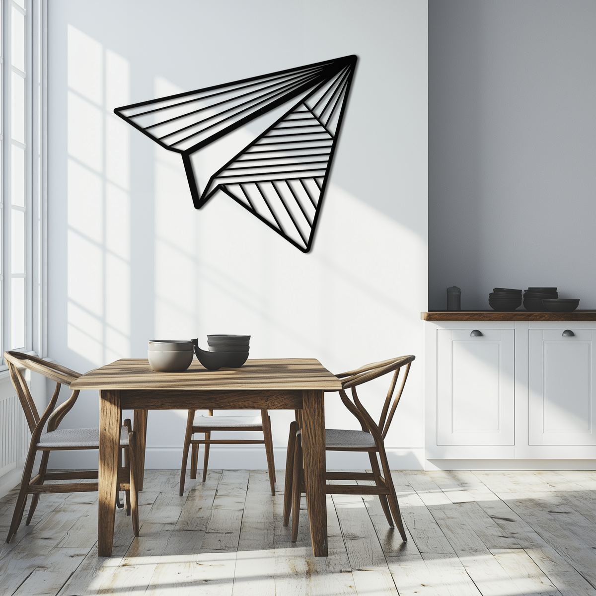 Steel Paper Airplane Wall Art - Minimalist Modern Silhouette