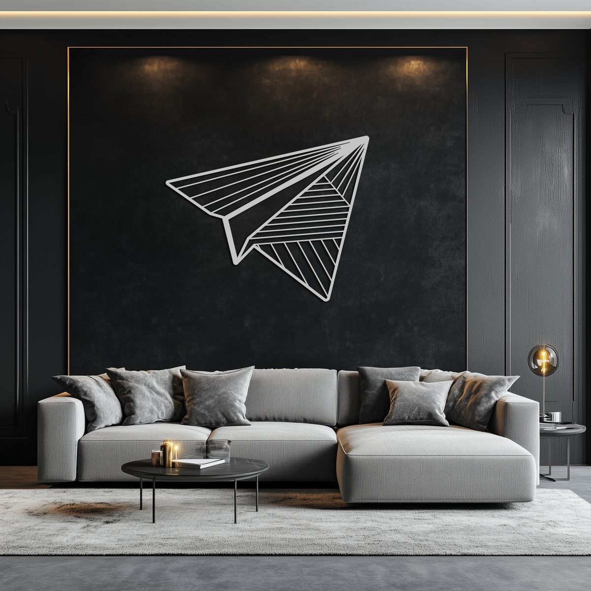 Steel Paper Airplane Wall Art - Minimalist Modern Silhouette