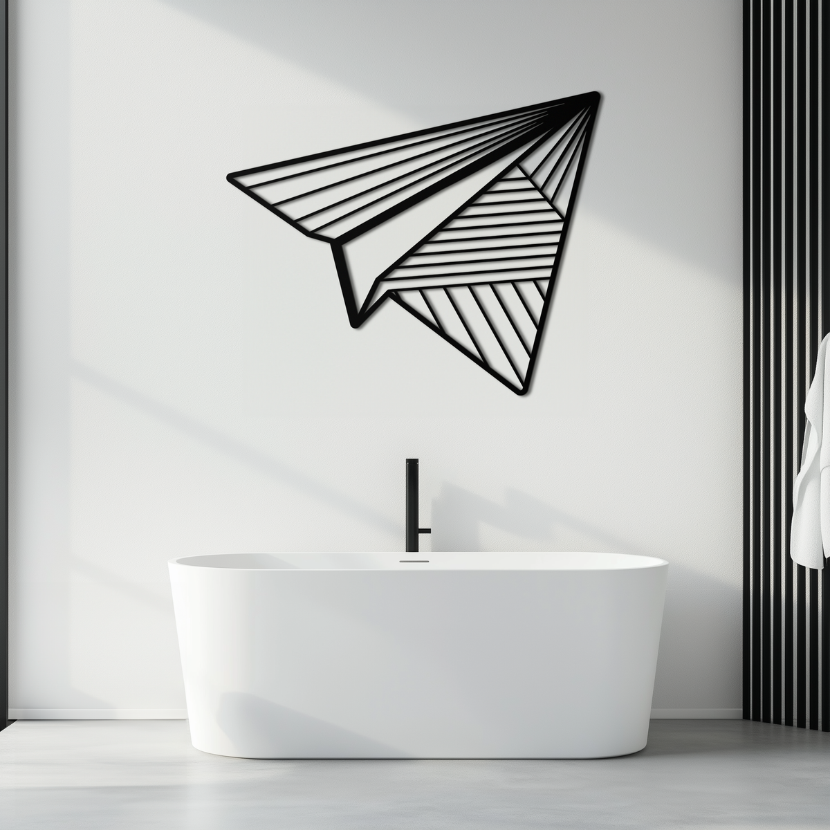 Steel Paper Airplane Wall Art - Minimalist Modern Silhouette