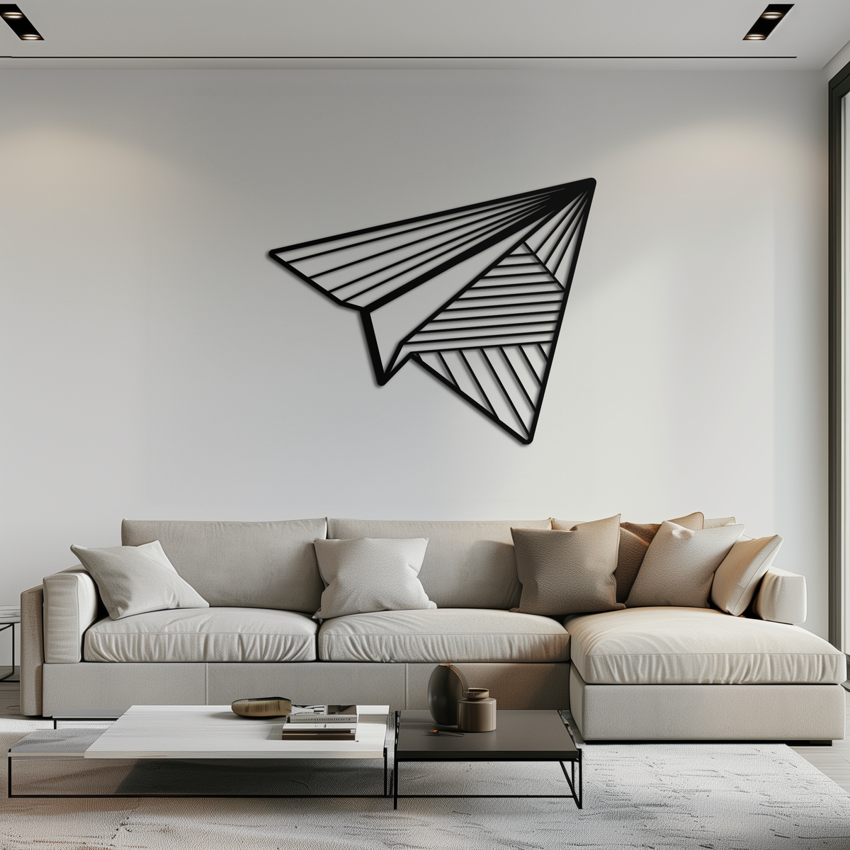 Steel Paper Airplane Wall Art - Minimalist Modern Silhouette