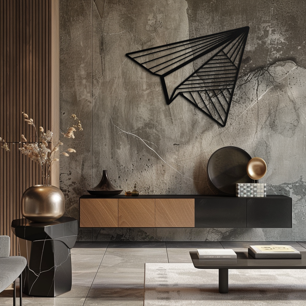 Steel Paper Airplane Wall Art - Minimalist Modern Silhouette