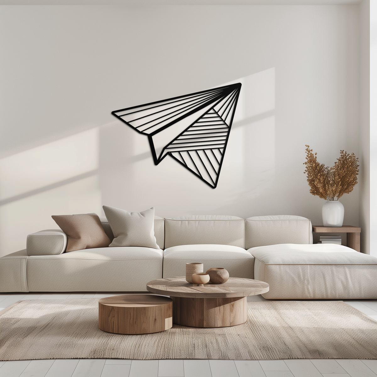 Steel Paper Airplane Wall Art - Minimalist Modern Silhouette