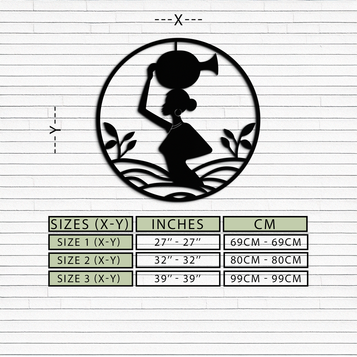 Metal Wall Art African Woman Carrying Vase - Tribal Silhouette