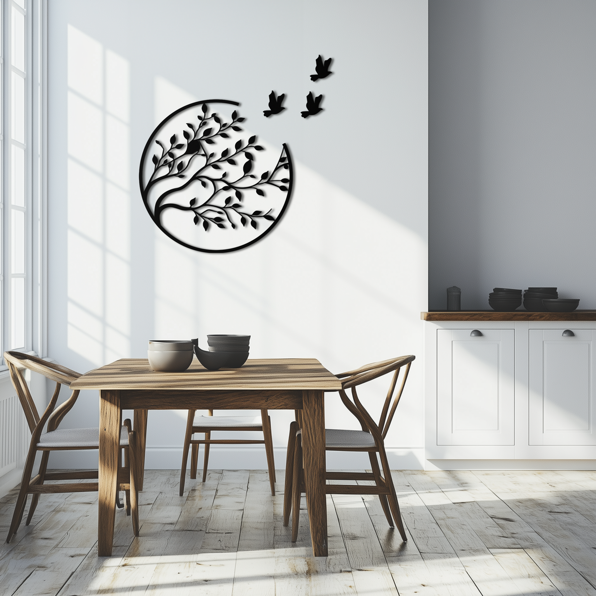 Metal Wall Art - Flying Birds from Branch Silhouette Decor