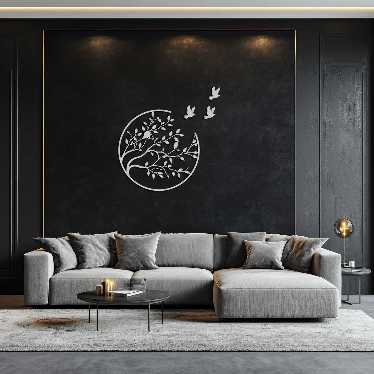 Metal Wall Art - Flying Birds from Branch Silhouette Decor