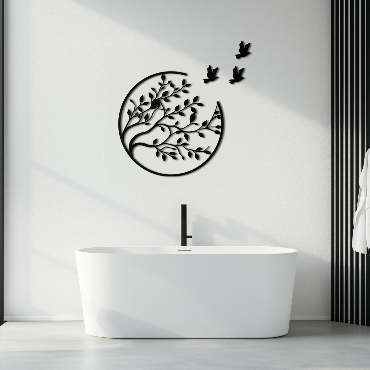 Metal Wall Art - Flying Birds from Branch Silhouette Decor
