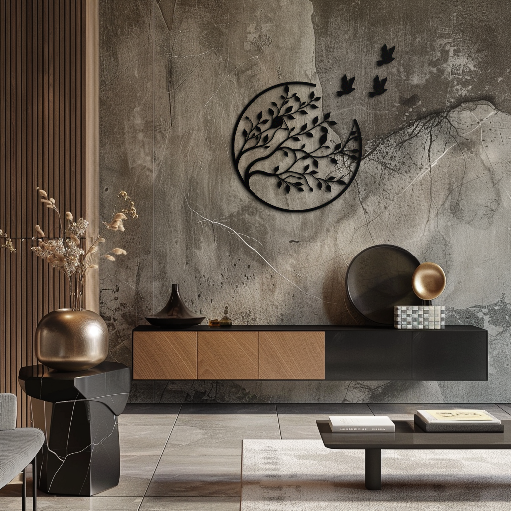 Metal Wall Art - Flying Birds from Branch Silhouette Decor