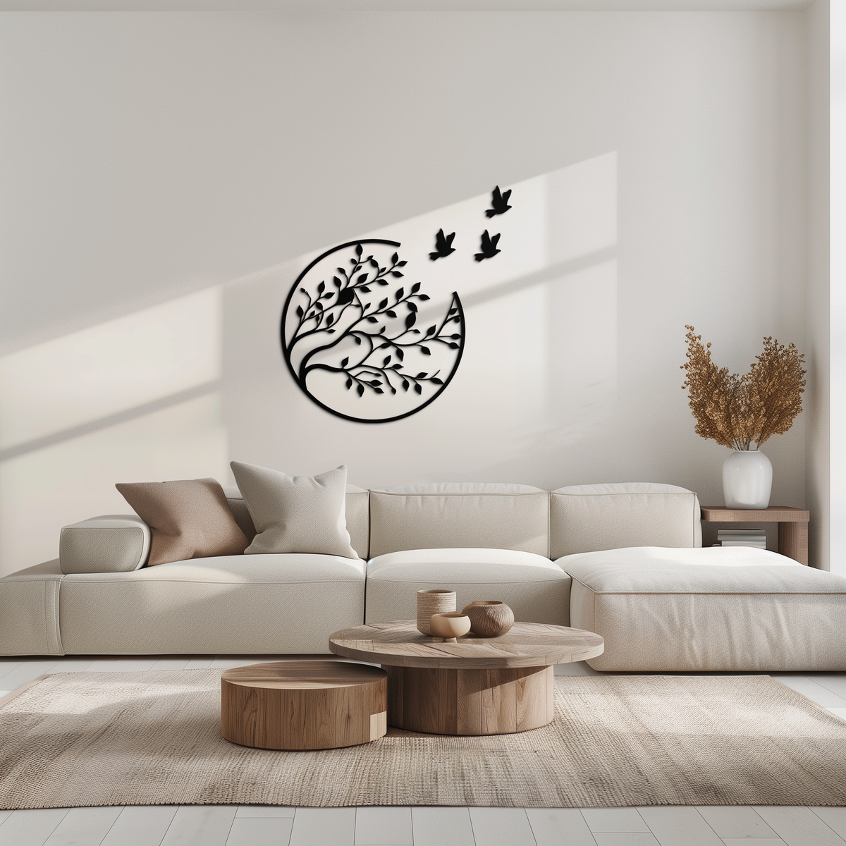 Metal Wall Art - Flying Birds from Branch Silhouette Decor