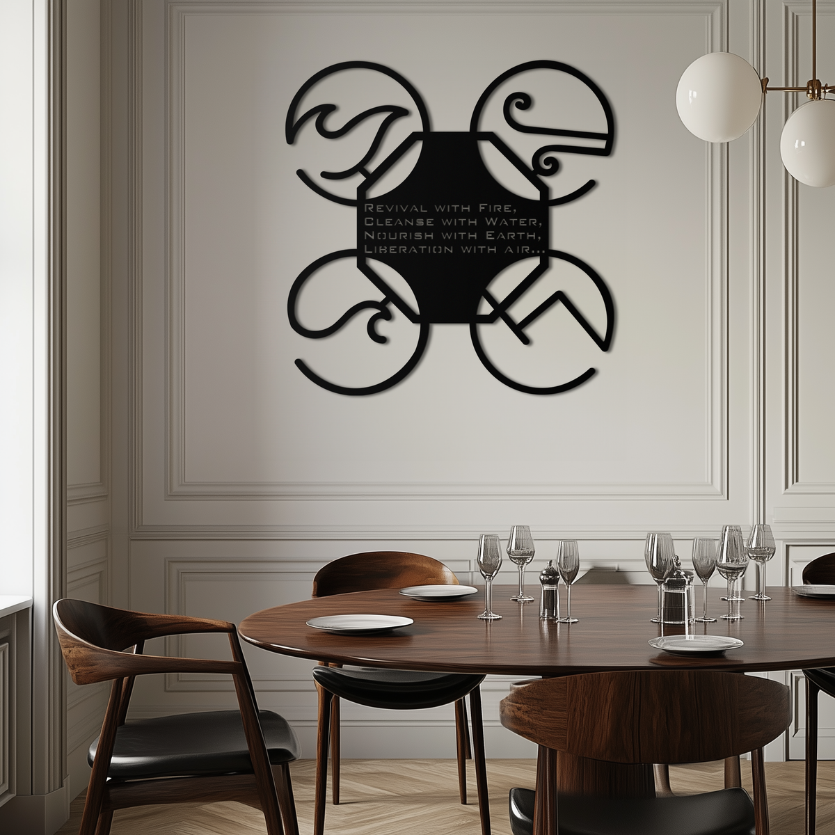 Steel Wall Art Four Elements Silhouette - Modern Spiritual Design