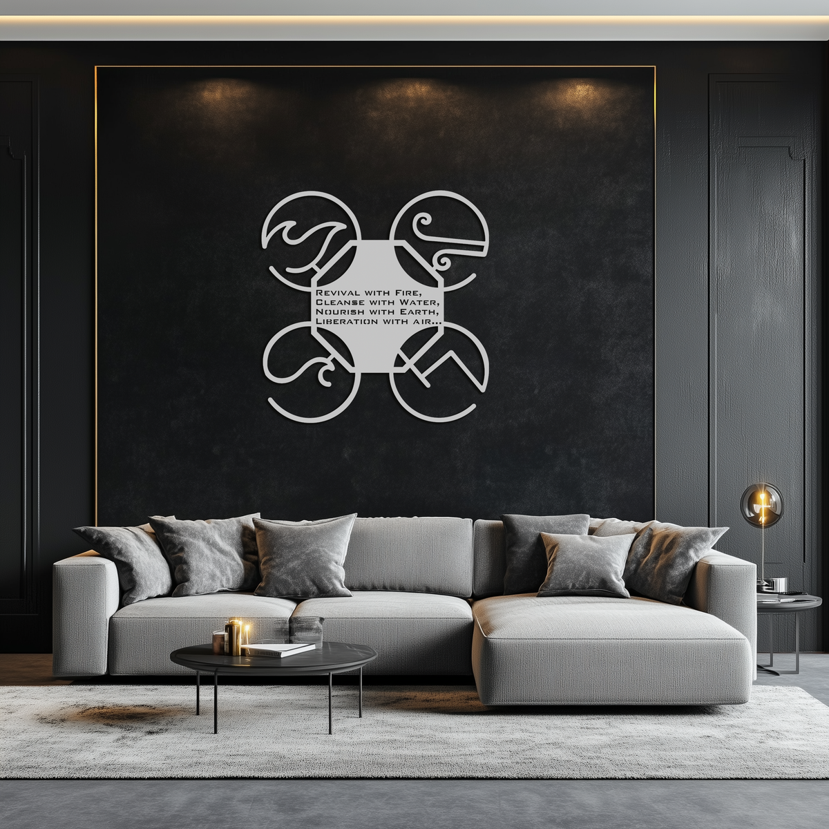 Steel Wall Art Four Elements Silhouette - Modern Spiritual Design