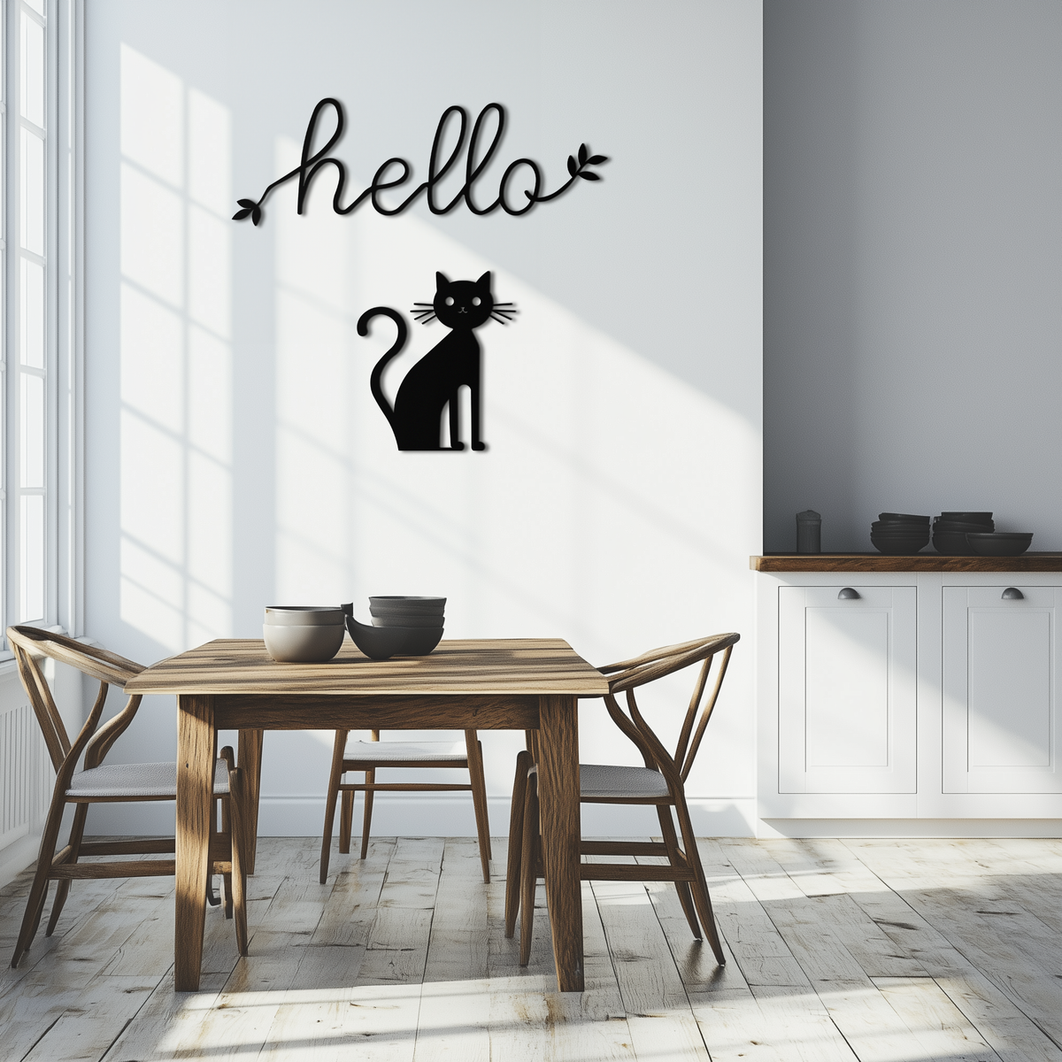 Metal Cat Wall Art Silhouette Welcome Sign Whimsical Home Decor Entryway Living Room