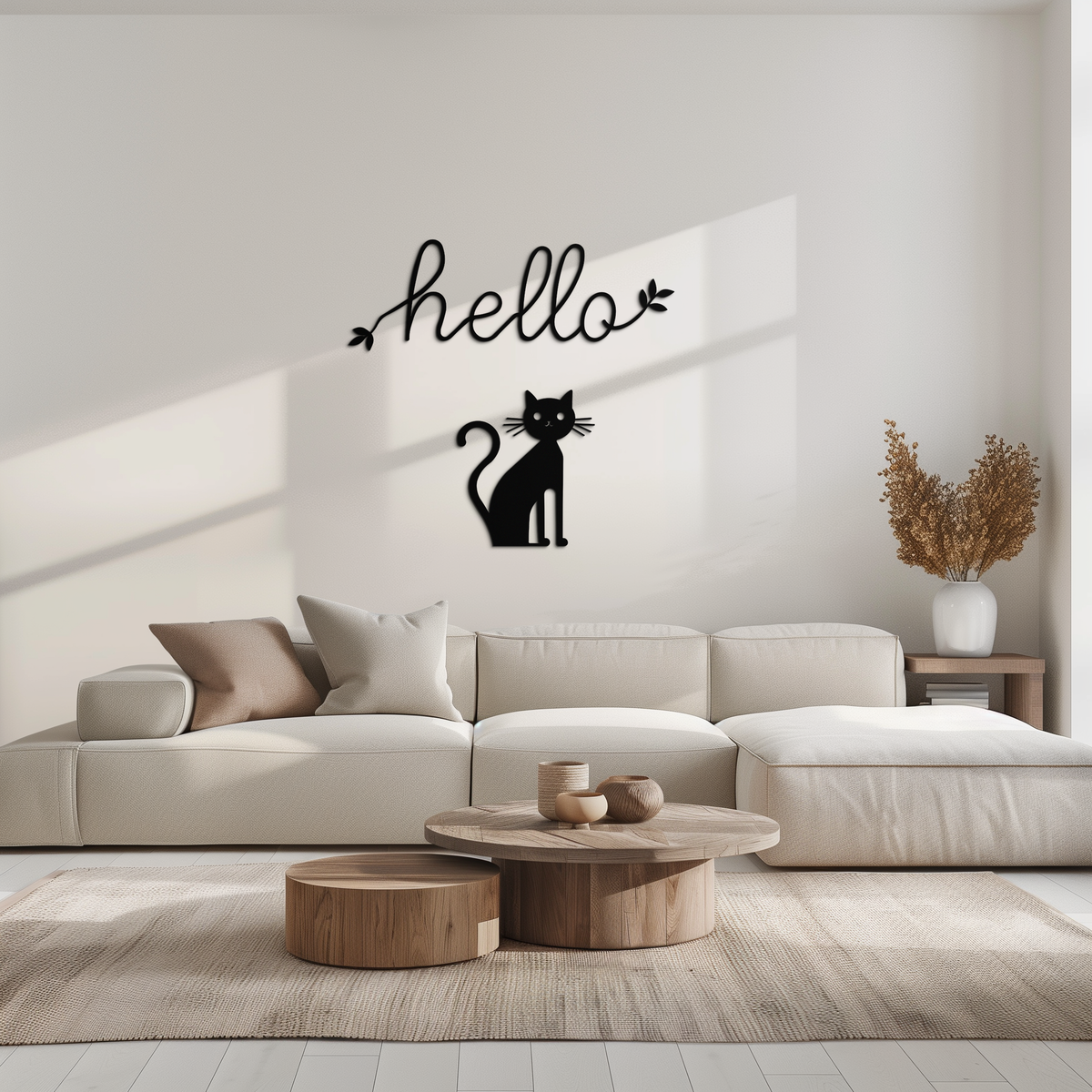 Metal Cat Wall Art Silhouette Welcome Sign Whimsical Home Decor Entryway Living Room