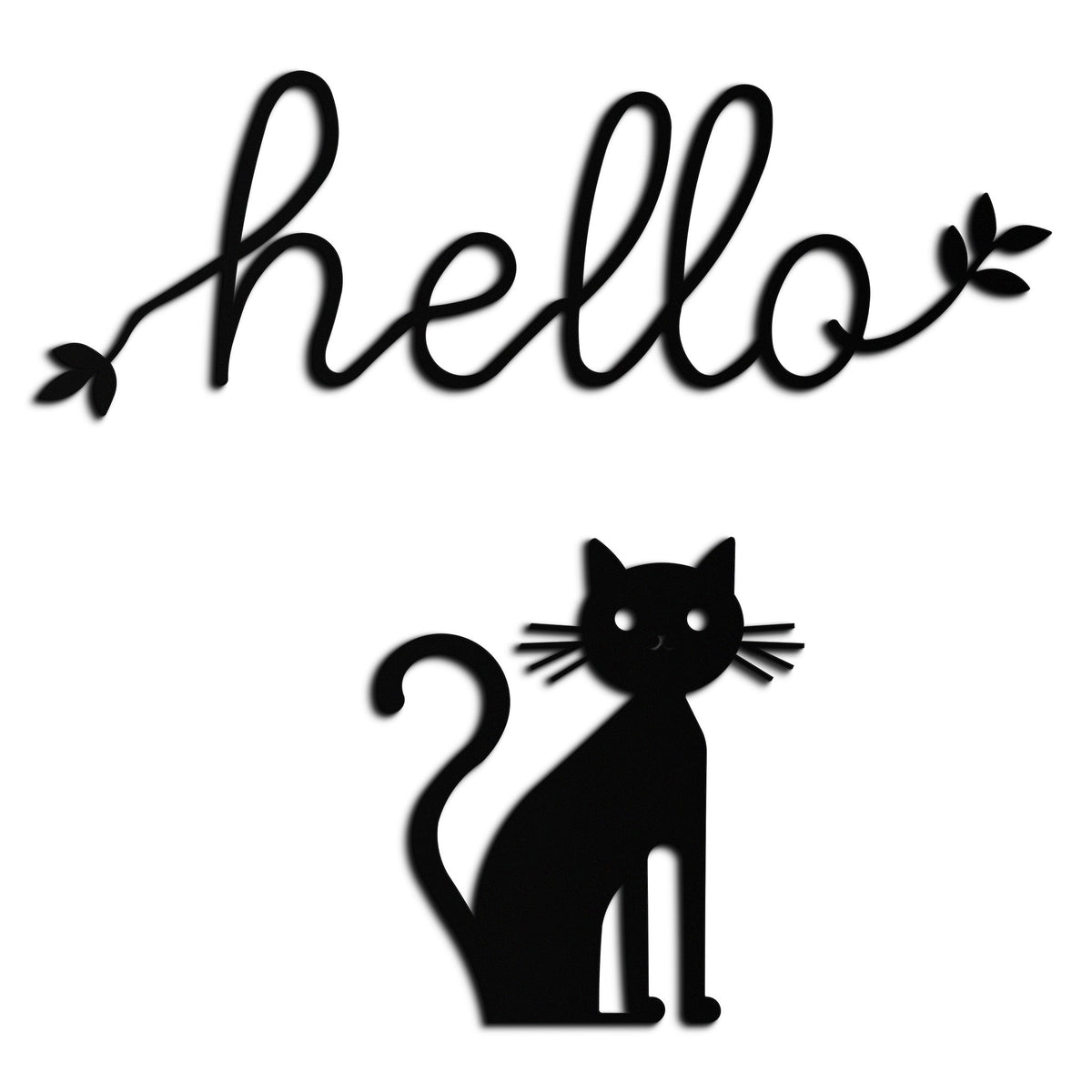 Metal Cat Wall Art Silhouette Welcome Sign Whimsical Home Decor Entryway Living Room