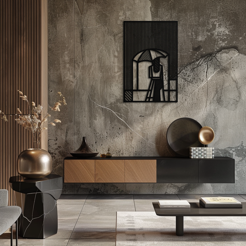 Steel Metal Wall Art - Woman Umbrella Silhouette Modern Abstract