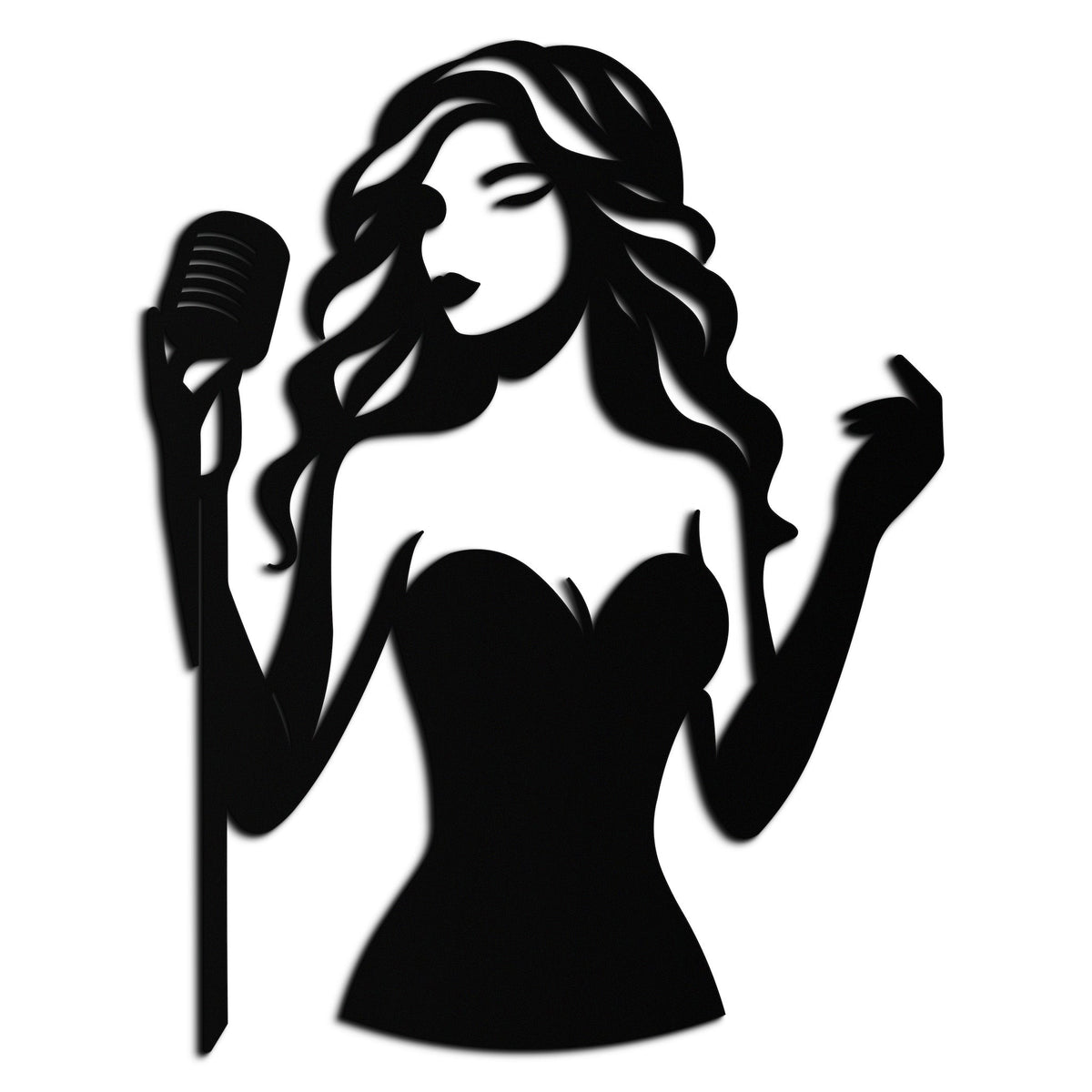 Black Metal Jazz Singer Silhouette Wall Art - Modern Elegant