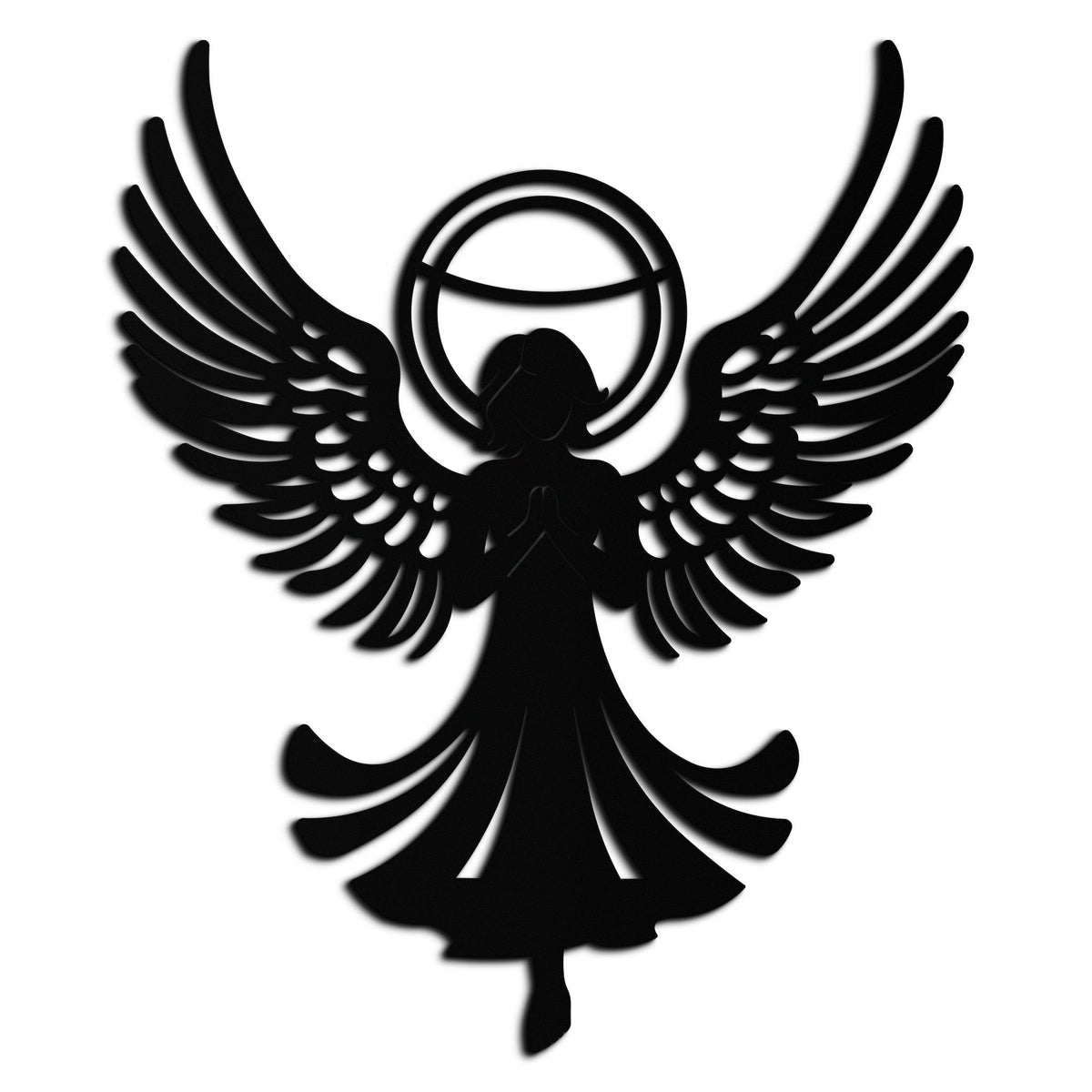 Metal Wall Art Guardian Angel with Wings and Halo Silhouette for Spiritual Home