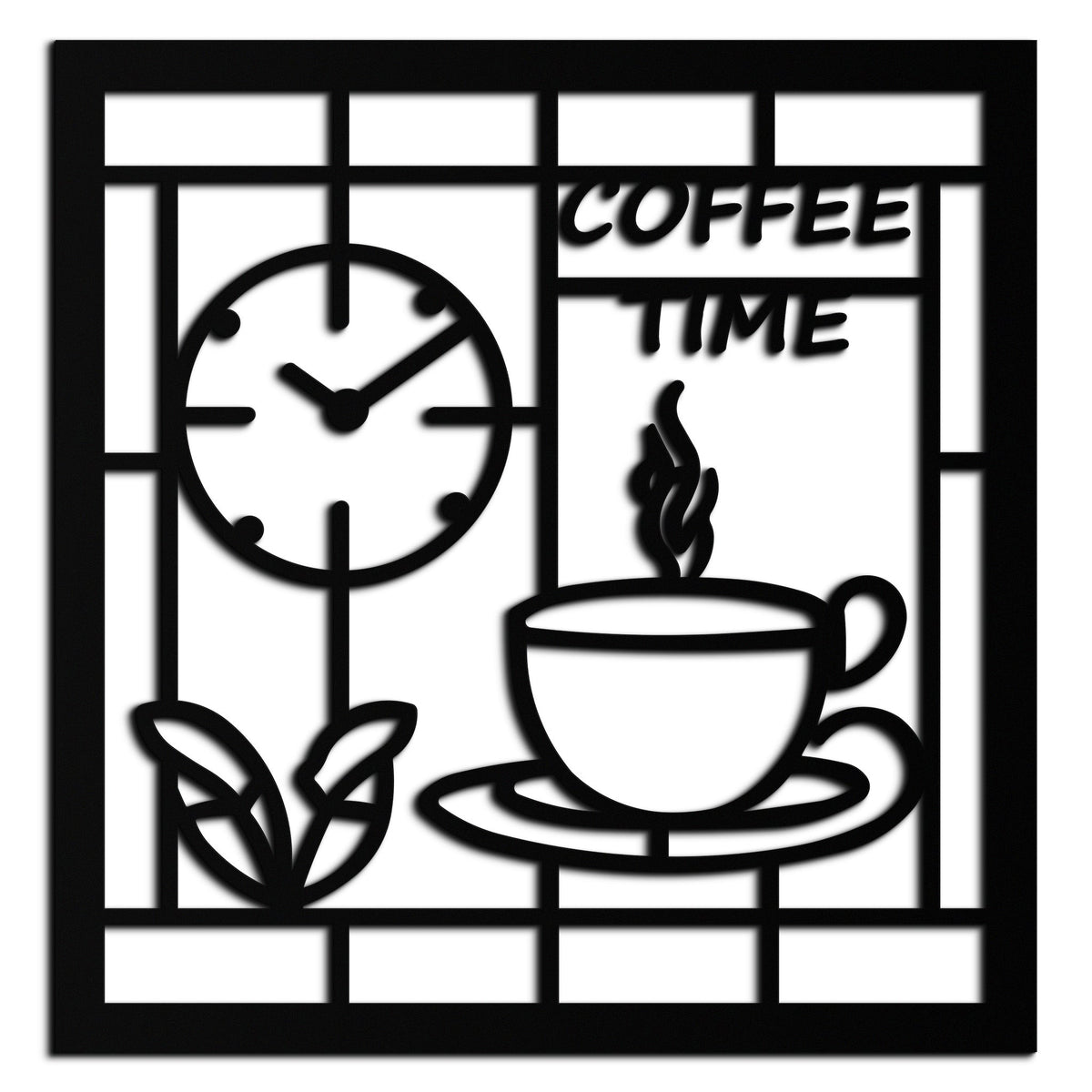 Durable Metal Coffee Cup and Clock Wall Art for Modern Farmhouse Kitchen Cafe Decor