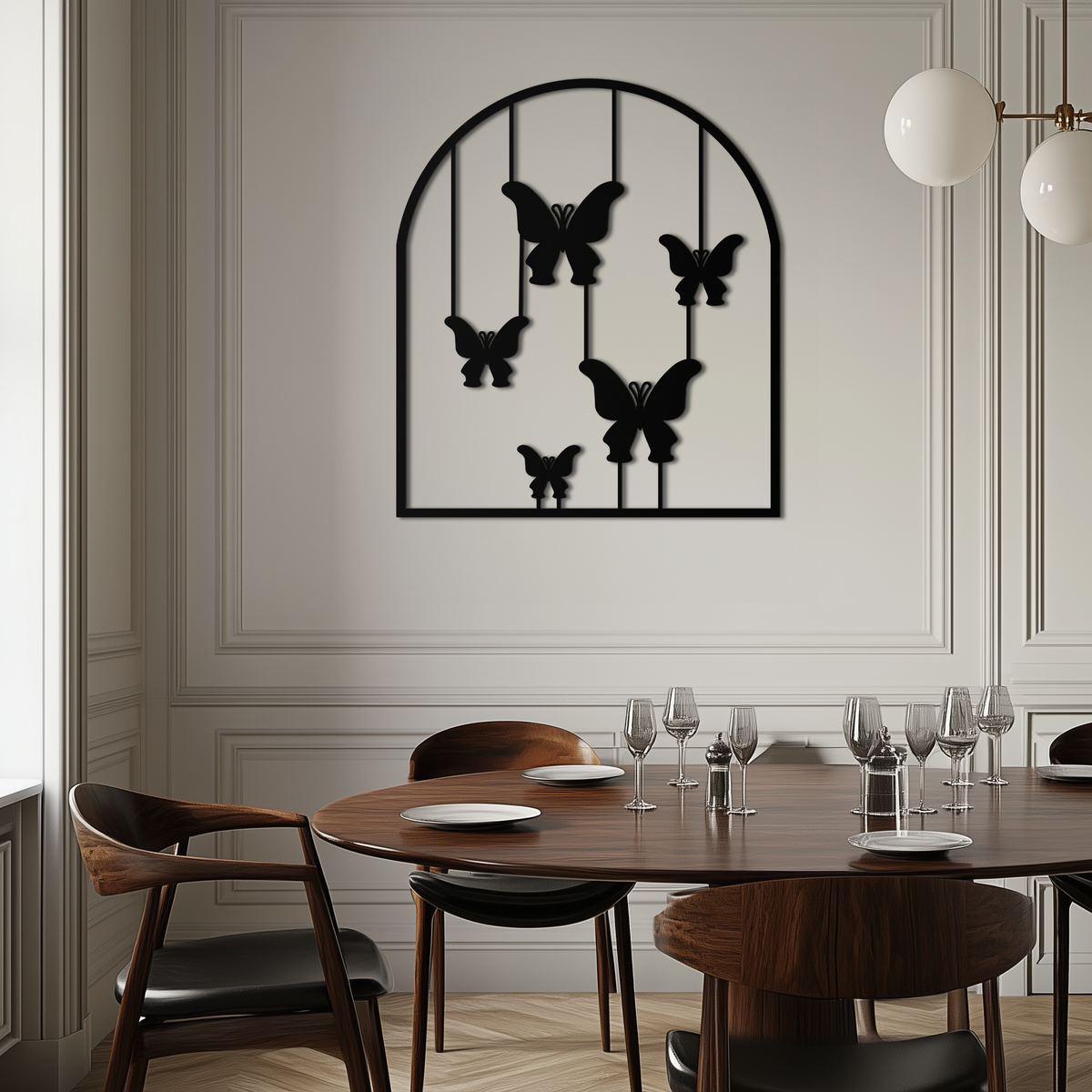 Metal Butterfly Arch Wall Art Sculpture - Elegant Hanging Silhouette for Modern Decor