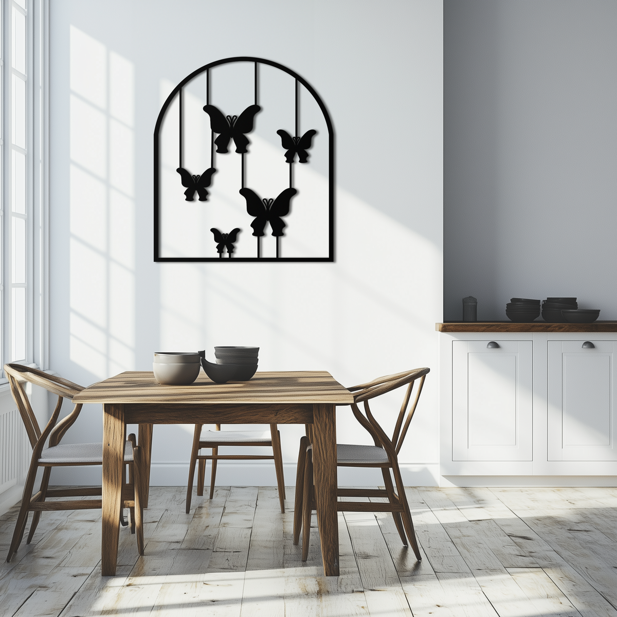 Metal Butterfly Arch Wall Art Sculpture - Elegant Hanging Silhouette for Modern Decor