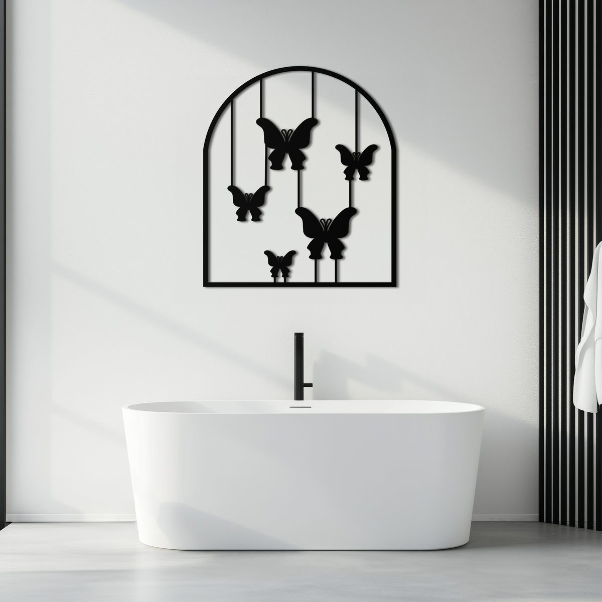 Metal Butterfly Arch Wall Art Sculpture - Elegant Hanging Silhouette for Modern Decor