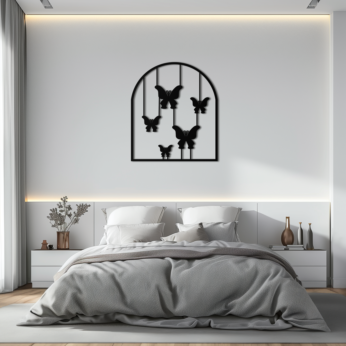 Metal Butterfly Arch Wall Art Sculpture - Elegant Hanging Silhouette for Modern Decor