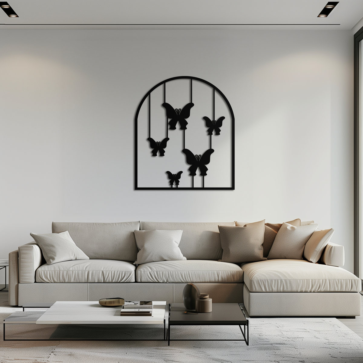 Metal Butterfly Arch Wall Art Sculpture - Elegant Hanging Silhouette for Modern Decor