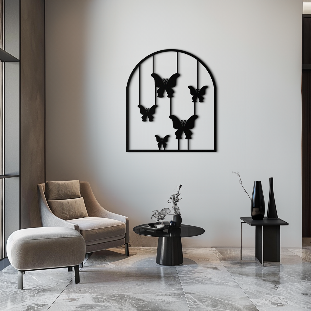 Metal Butterfly Arch Wall Art Sculpture - Elegant Hanging Silhouette for Modern Decor