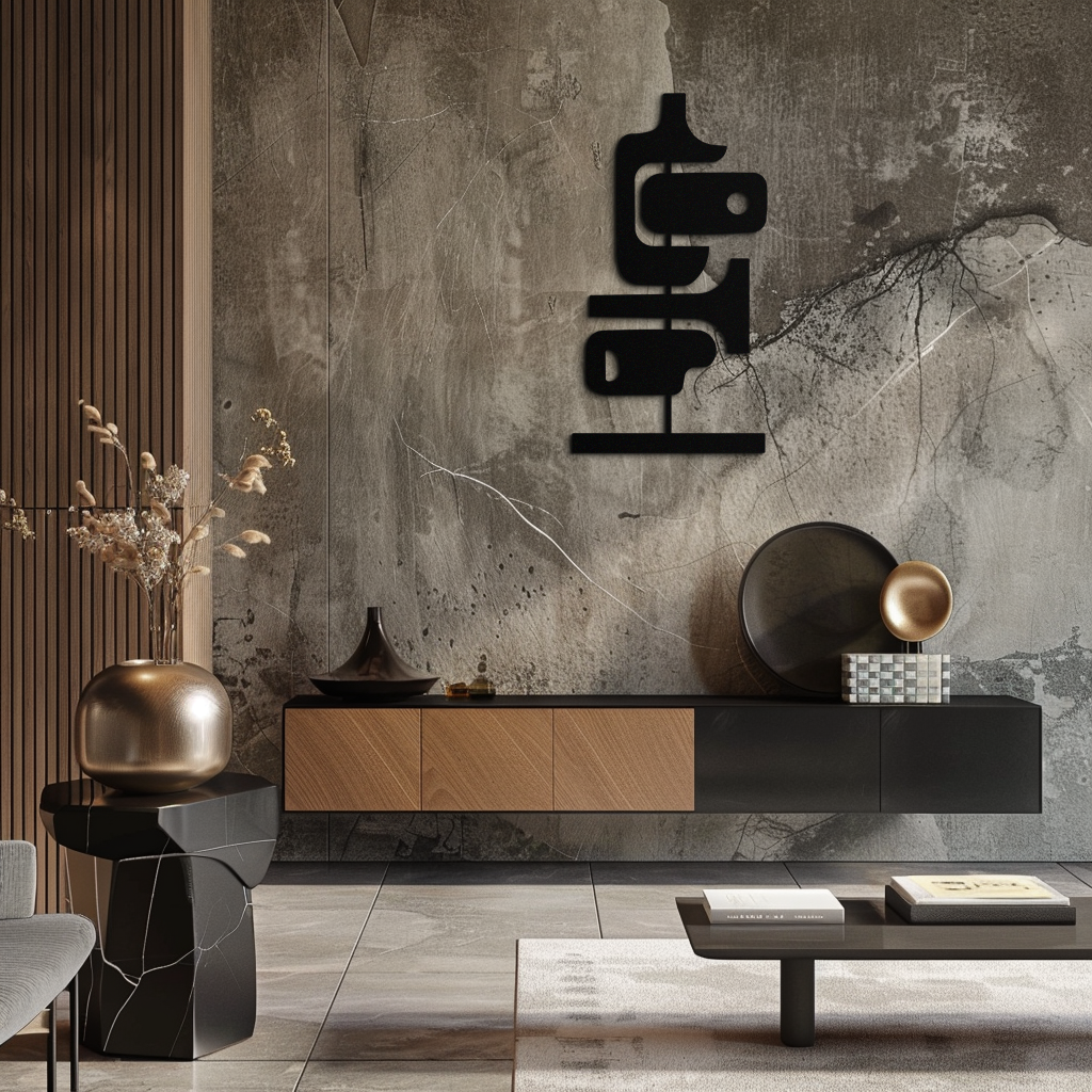 Matte Black Metal Coffee Cup Wall Art - Modern Geometric Design
