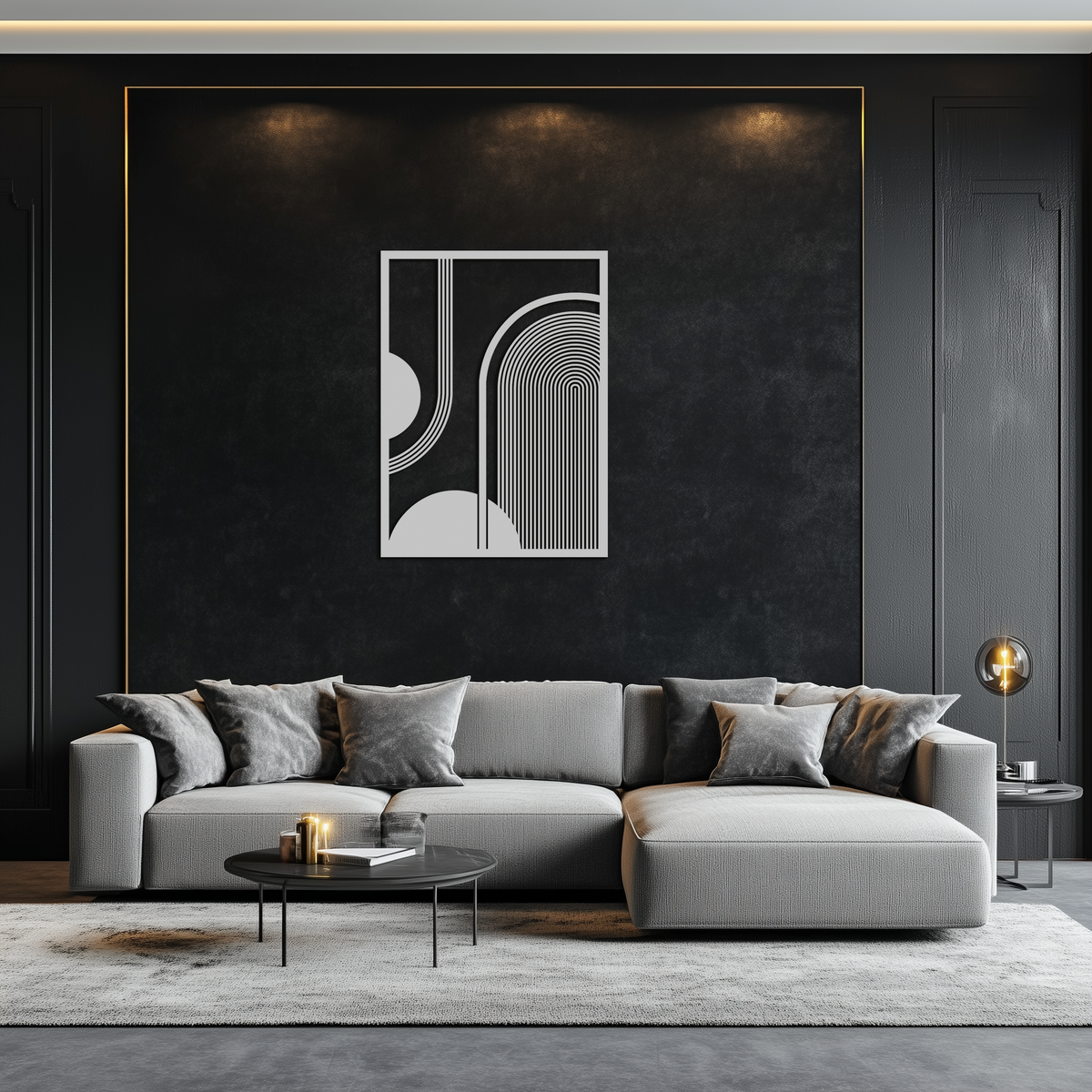 Metal Half-Circle Geometric Wall Art Minimalist Contemporary