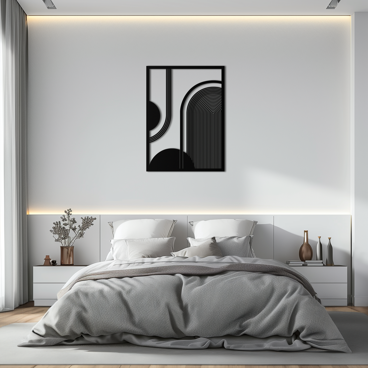 Metal Half-Circle Geometric Wall Art Minimalist Contemporary