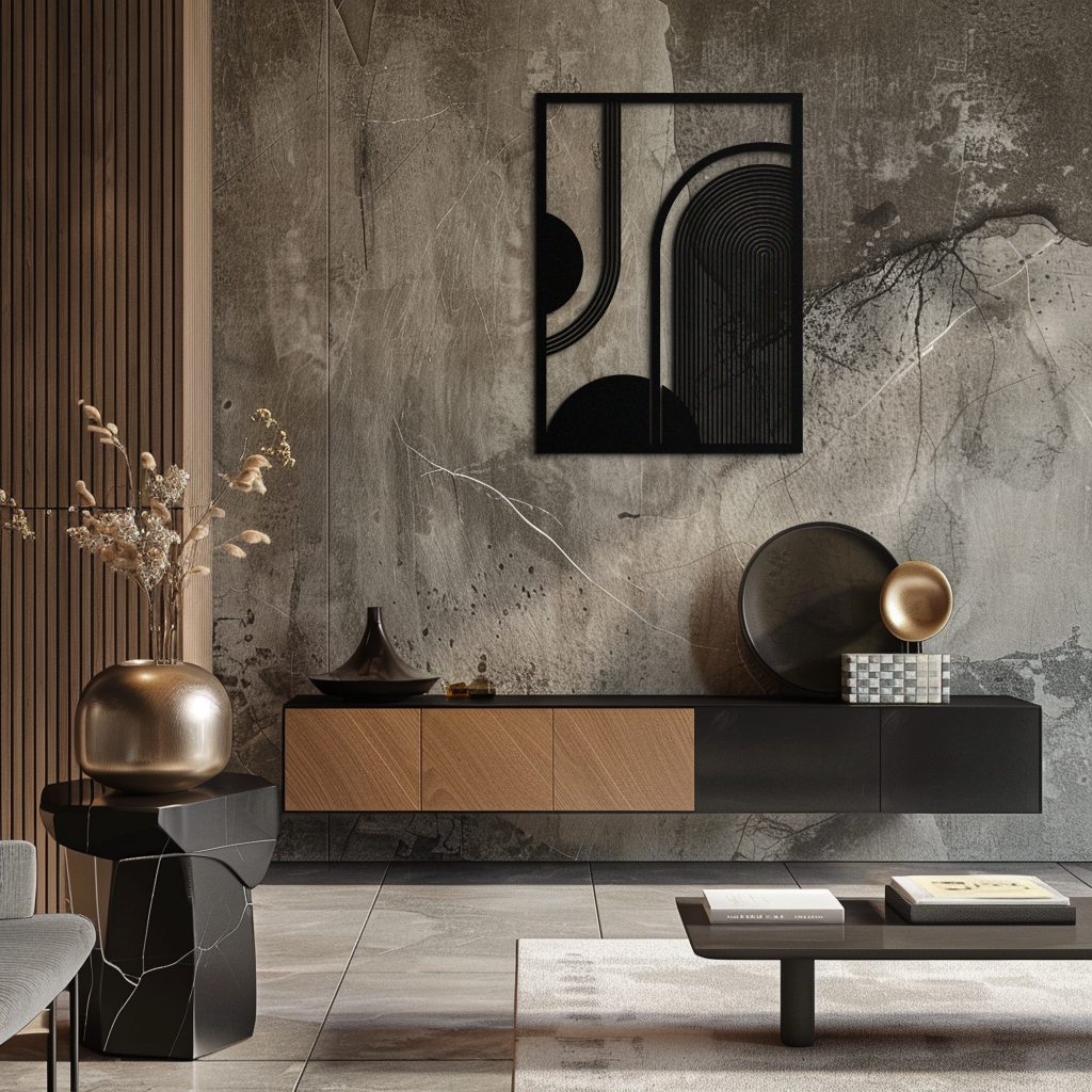 Metal Half-Circle Geometric Wall Art Minimalist Contemporary