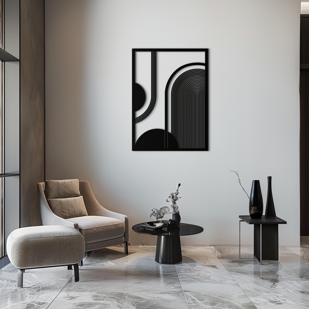 Metal Half-Circle Geometric Wall Art Minimalist Contemporary