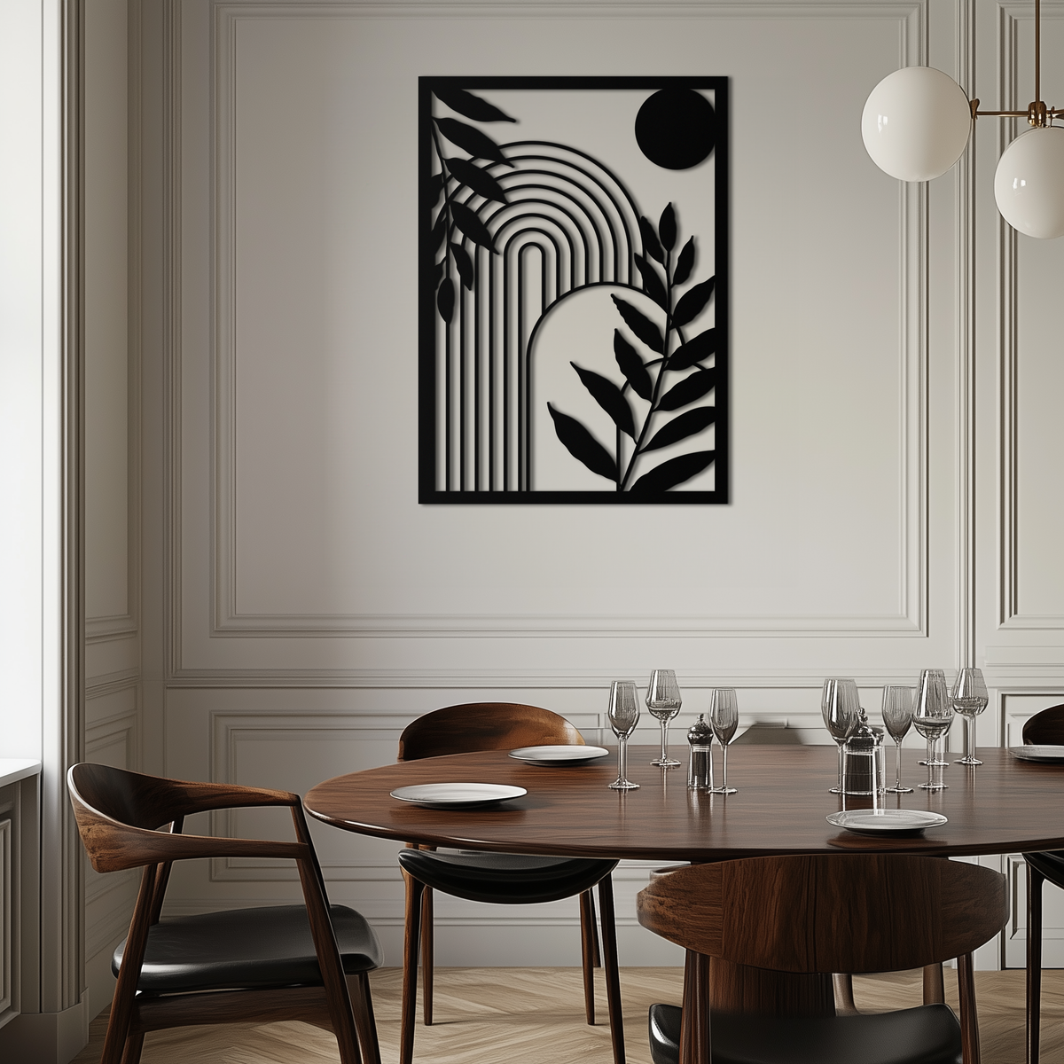Steel Geometric Botanical Wall Art - Modern Minimalist Design