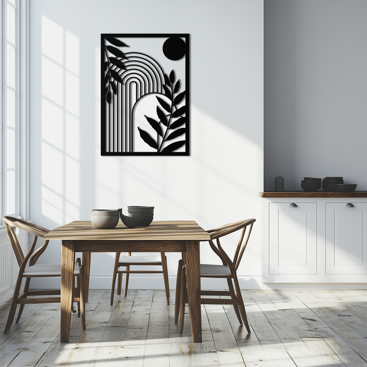 Steel Geometric Botanical Wall Art - Modern Minimalist Design