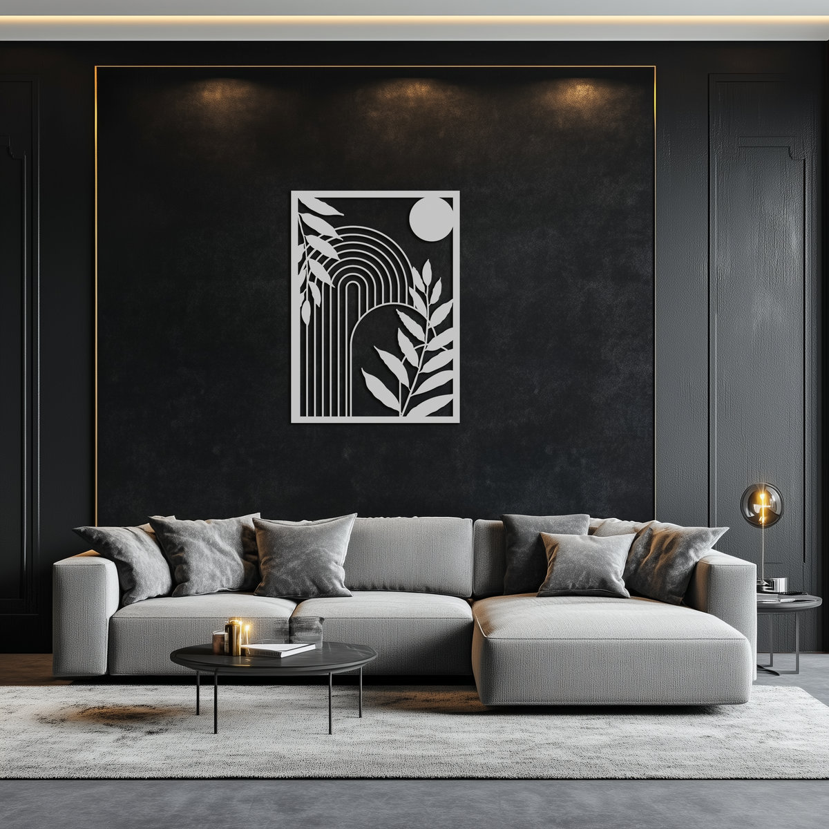 Steel Geometric Botanical Wall Art - Modern Minimalist Design