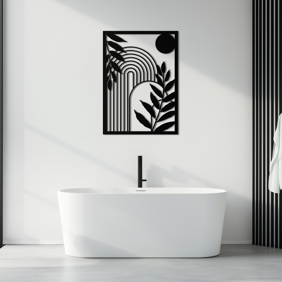 Steel Geometric Botanical Wall Art - Modern Minimalist Design