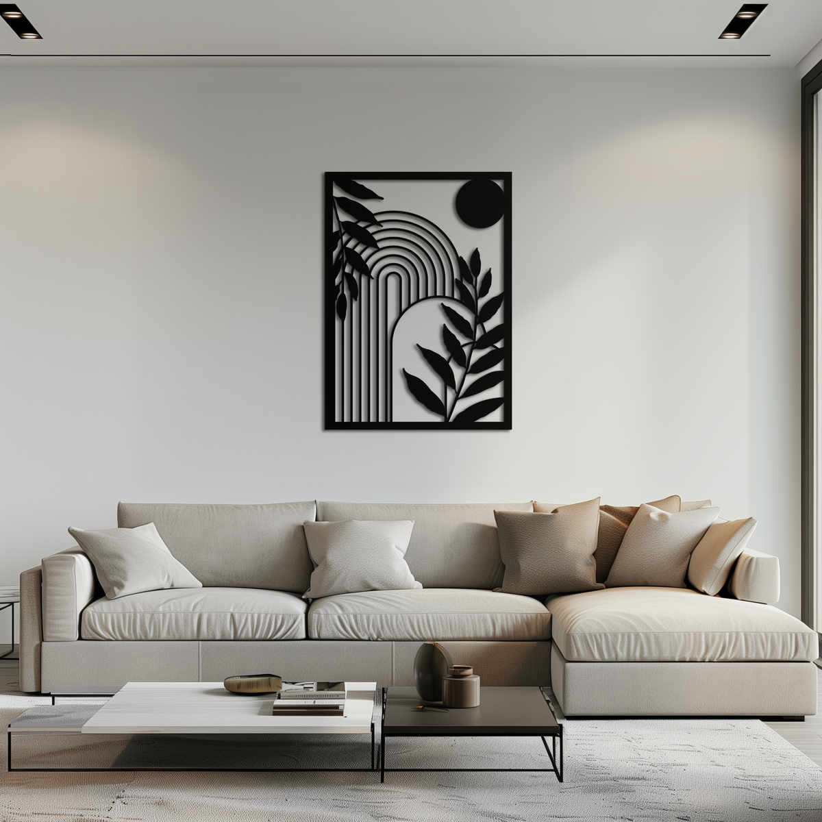 Steel Geometric Botanical Wall Art - Modern Minimalist Design