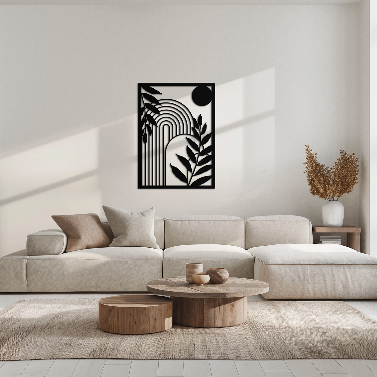 Steel Geometric Botanical Wall Art - Modern Minimalist Design