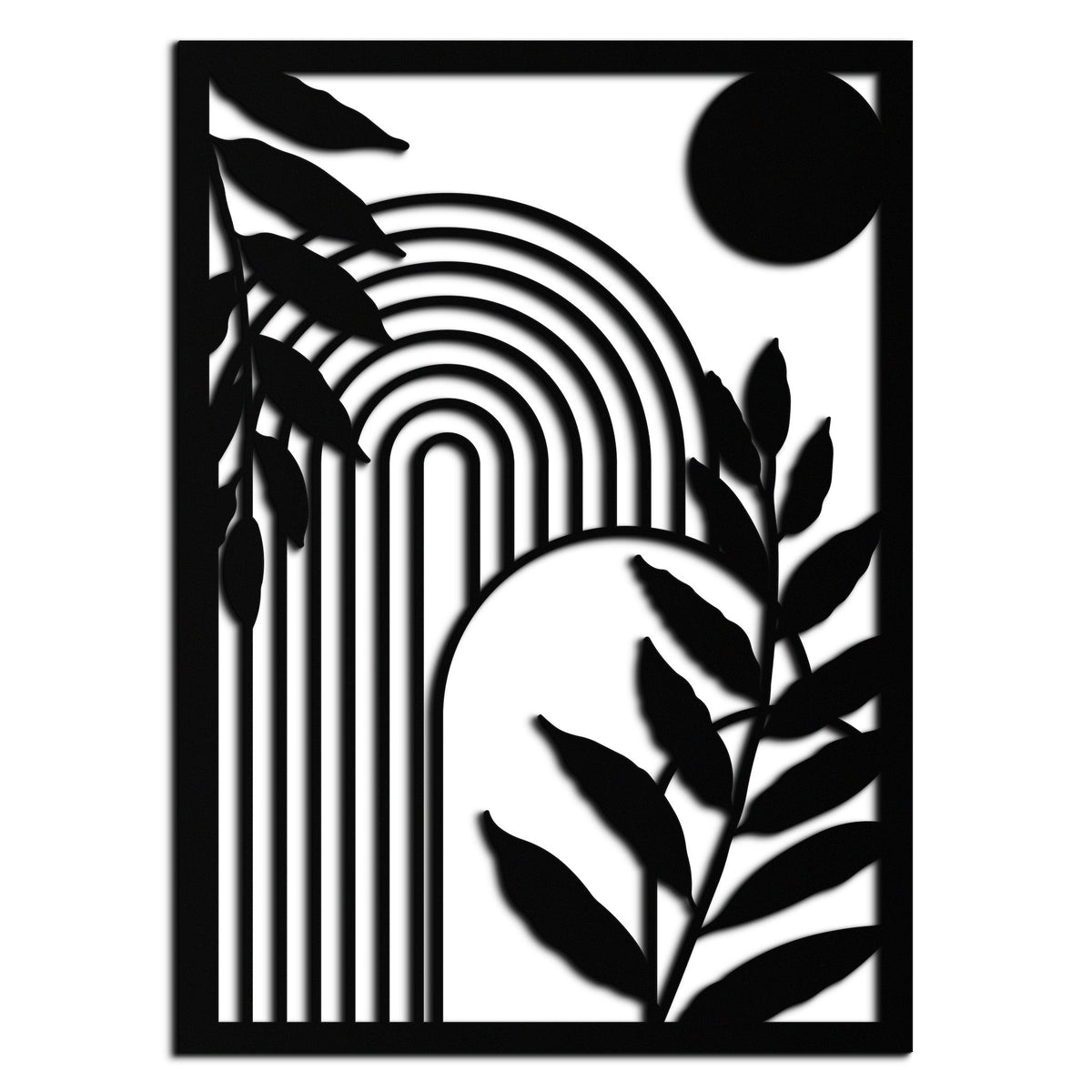 Steel Geometric Botanical Wall Art - Modern Minimalist Design